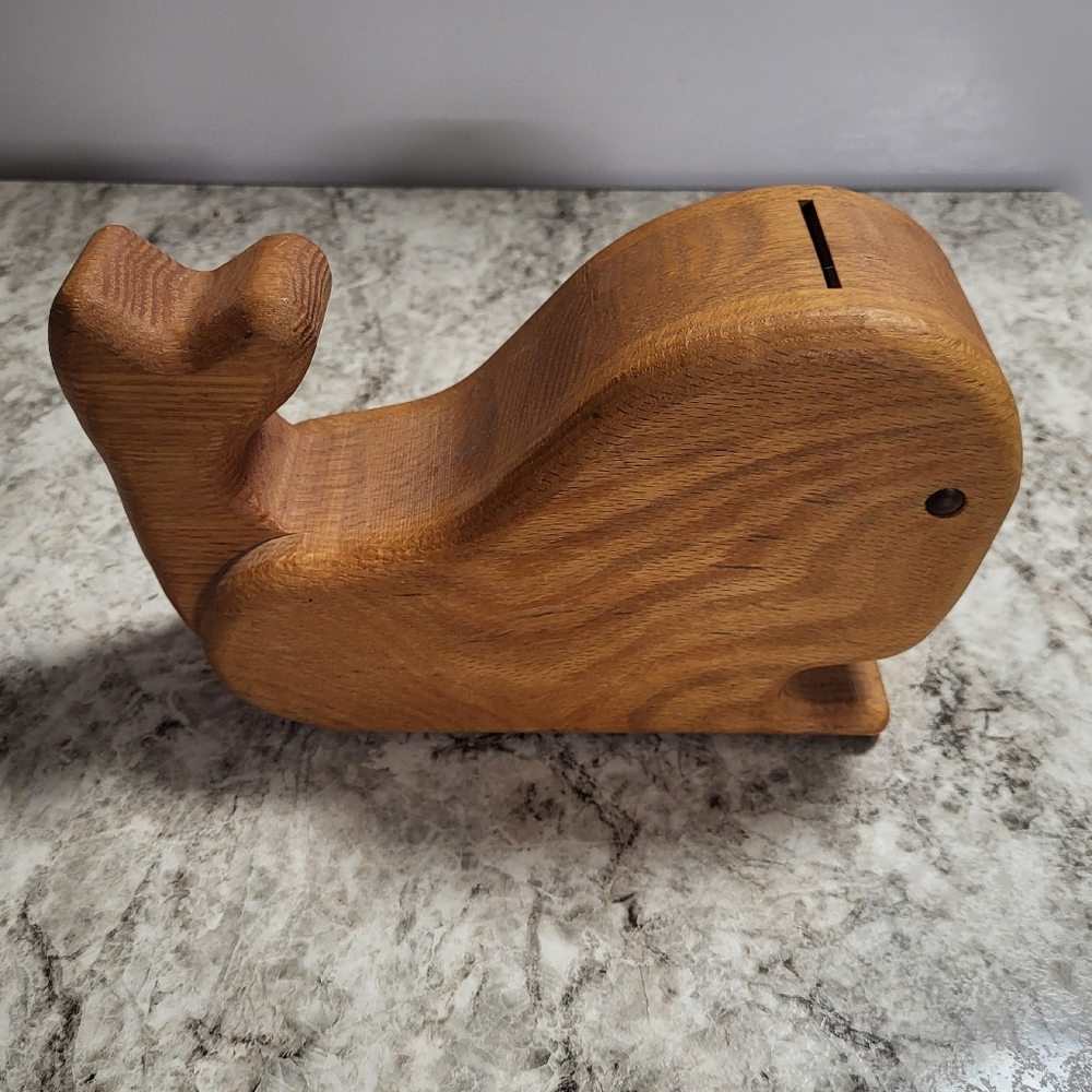 Wooden Whale Coin Bank